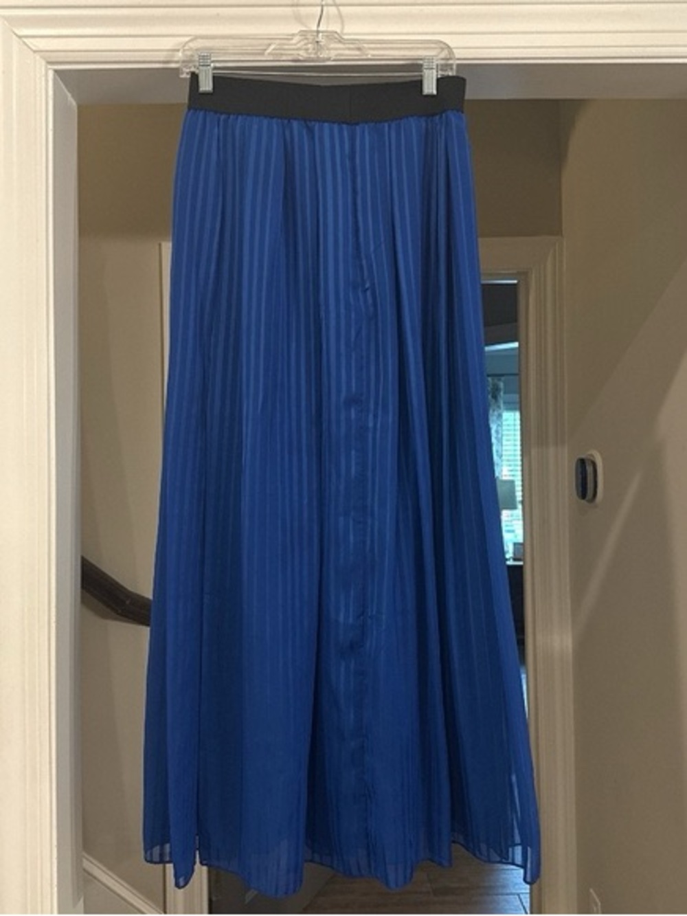 Cato Royal Blue Pleated Maxi Skirt with Black Waistband